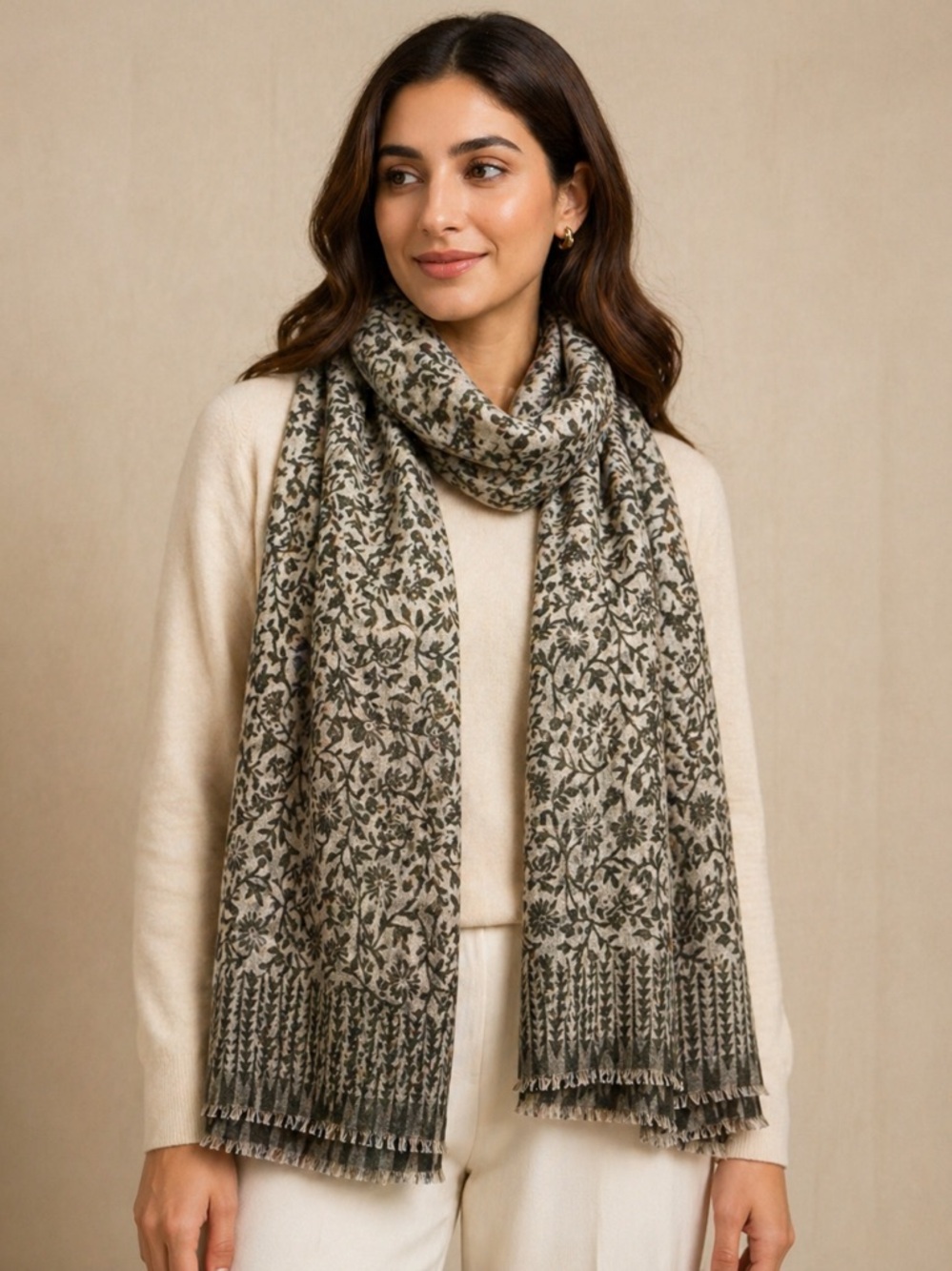 PASHMINA Luxury Floral Scarf | Soft Cashmere Feel | Botanical Print | 76” Long